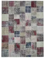 Patchwork Multi Pamuk Üzerine Yün El Dokuma Kilim-300x400