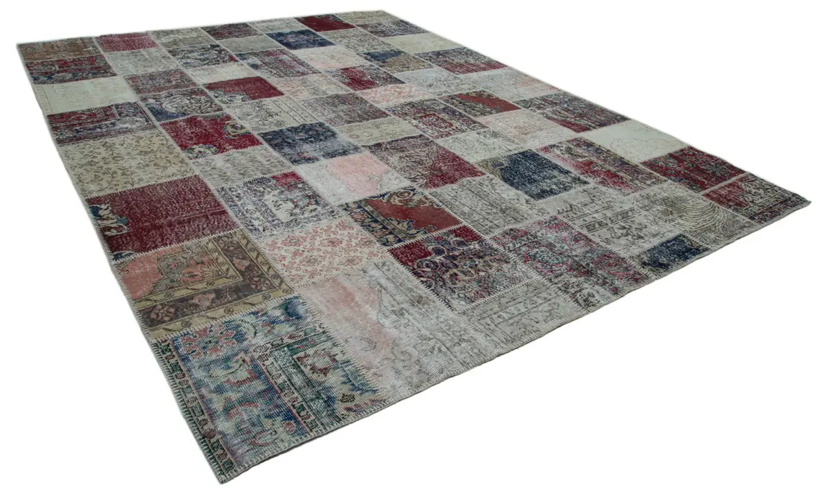Patchwork Multi Pamuk Üzerine Yün El Dokuma Kilim-300x400 - Görsel 2