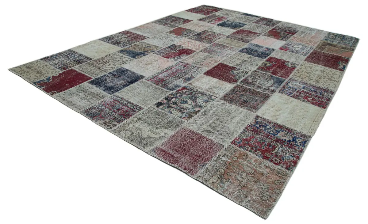 Patchwork Multi Pamuk Üzerine Yün El Dokuma Kilim-300x400 - Görsel 3