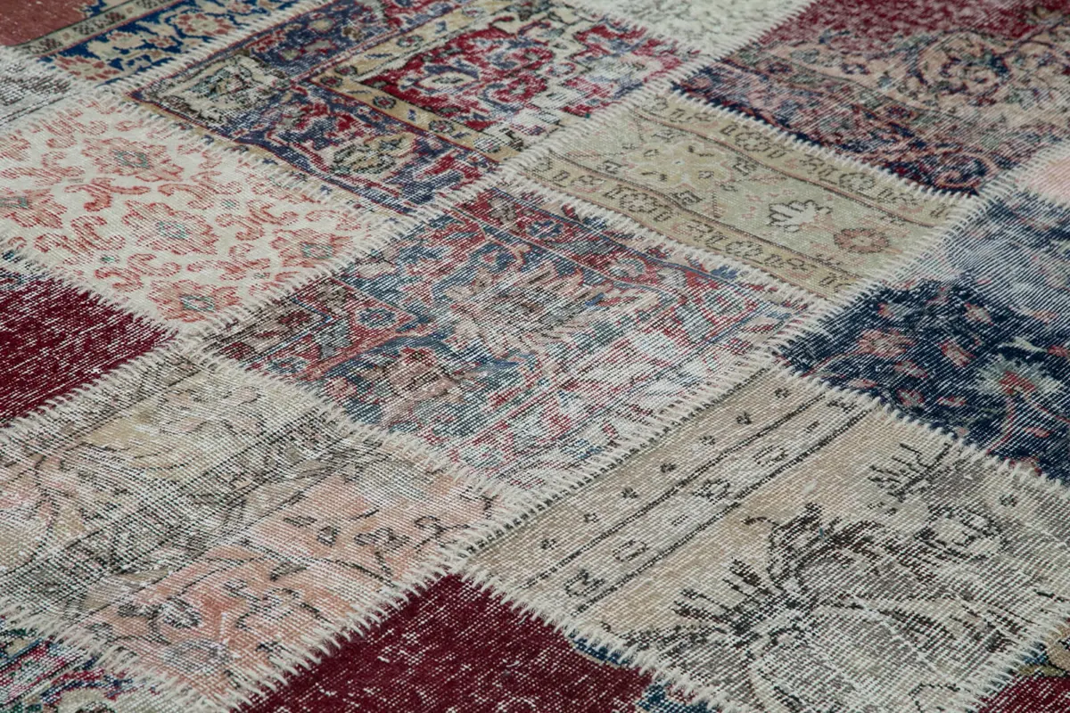 Patchwork Multi Pamuk Üzerine Yün El Dokuma Kilim-300x400 - Görsel 5