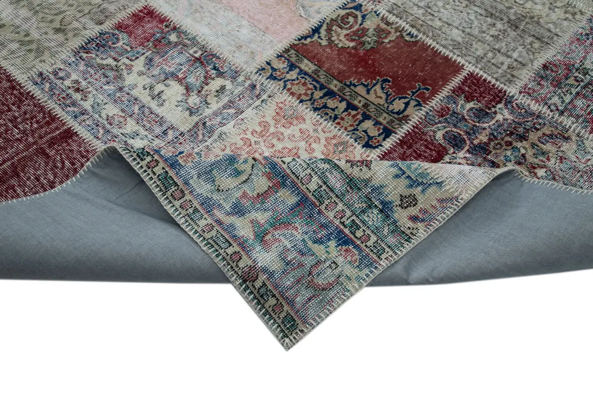 Patchwork Multi Pamuk Üzerine Yün El Dokuma Kilim-300x400 - Görsel 6