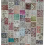 Patchwork Multi Pamuk Üzerine Yün El Dokuma Kilim-300x402