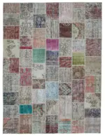 Patchwork Multi Pamuk Üzerine Yün El Dokuma Kilim-300x402