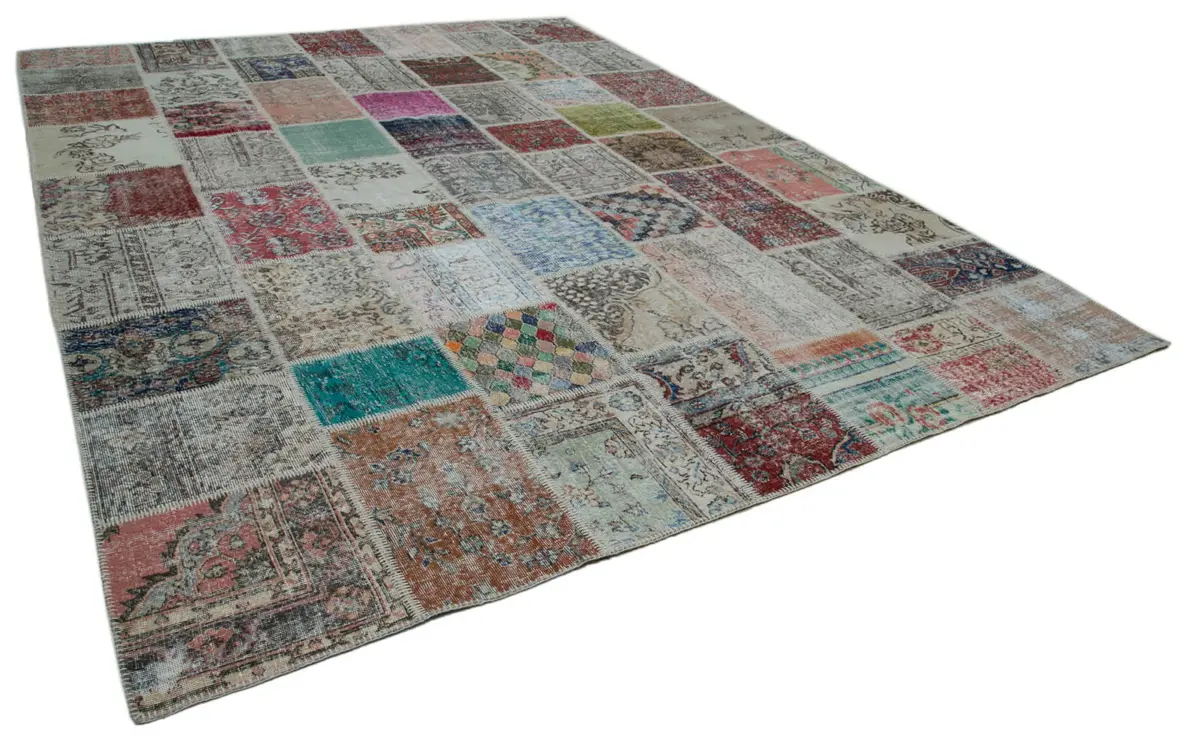 Patchwork Multi Pamuk Üzerine Yün El Dokuma Kilim-300x402 - Görsel 2