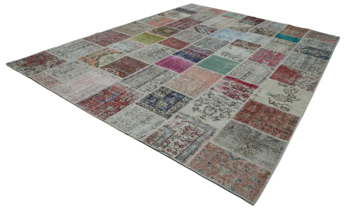 Patchwork Multi Pamuk Üzerine Yün El Dokuma Kilim-300x402 - Görsel 3