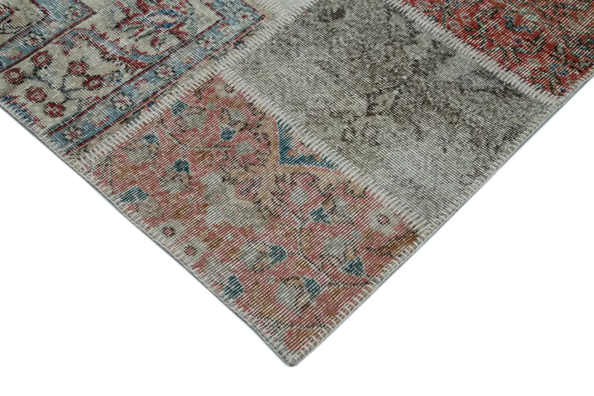 Patchwork Multi Pamuk Üzerine Yün El Dokuma Kilim-300x402 - Görsel 4