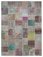 Patchwork Multi Pamuk Üzerine Yün El Dokuma Kilim-300x403