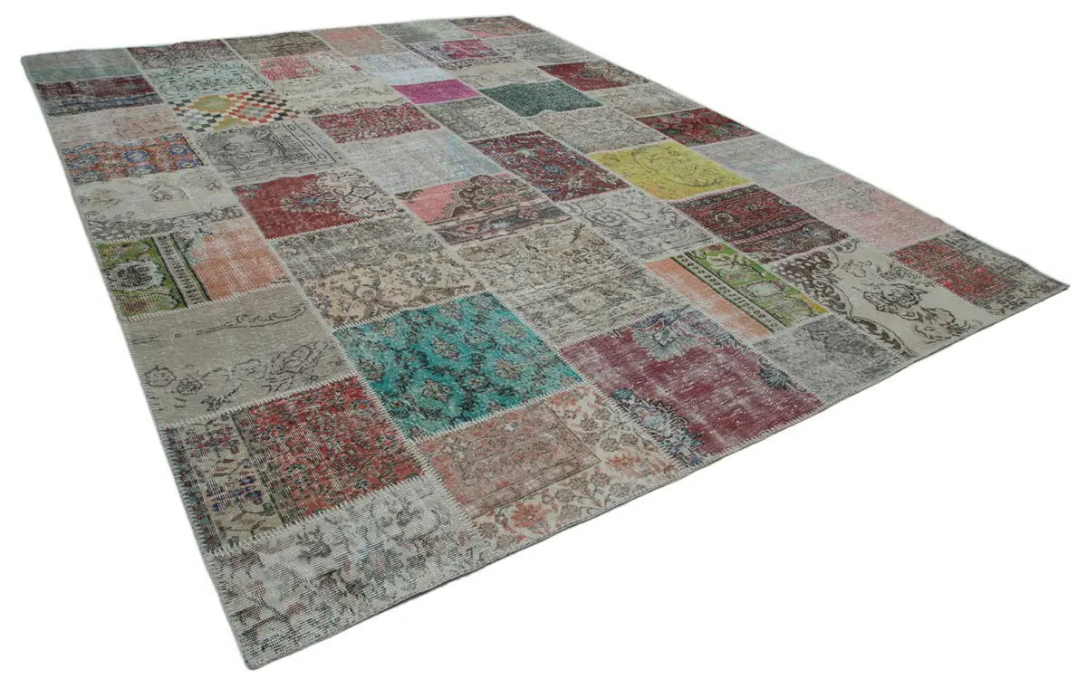 Patchwork Multi Pamuk Üzerine Yün El Dokuma Kilim-300x403 - Görsel 2