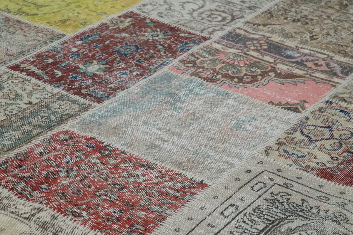 Patchwork Multi Pamuk Üzerine Yün El Dokuma Kilim-300x403 - Görsel 5