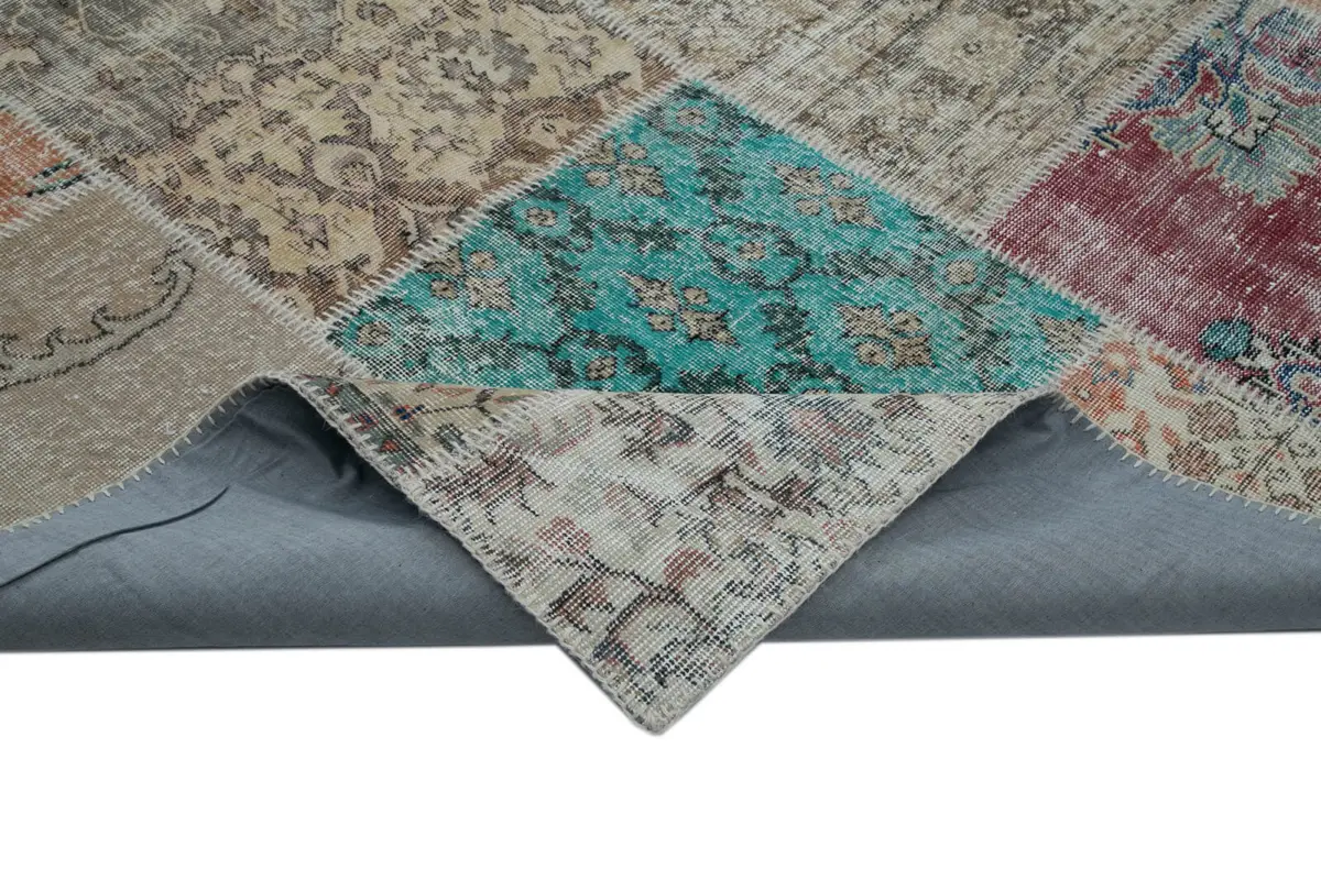 Patchwork Multi Pamuk Üzerine Yün El Dokuma Kilim-300x403 - Görsel 6