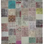 Patchwork Multi Pamuk Üzerine Yün El Dokuma Kilim-302x400