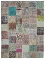 Patchwork Multi Pamuk Üzerine Yün El Dokuma Kilim-302x400