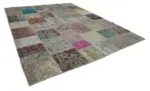 Patchwork Multi Pamuk Üzerine Yün El Dokuma Kilim-302x400 - Görsel 2