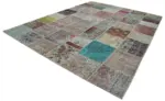 Patchwork Multi Pamuk Üzerine Yün El Dokuma Kilim-302x400 - Görsel 3