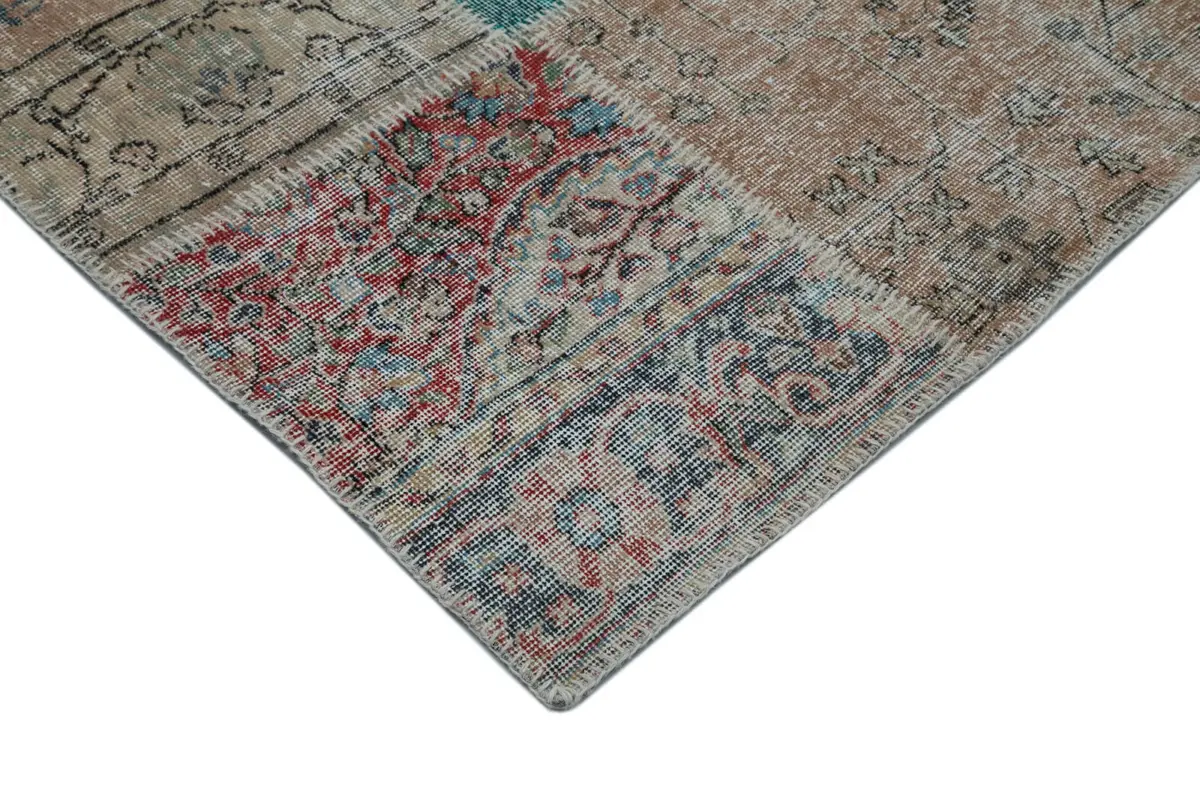 Patchwork Multi Pamuk Üzerine Yün El Dokuma Kilim-302x400 - Görsel 4