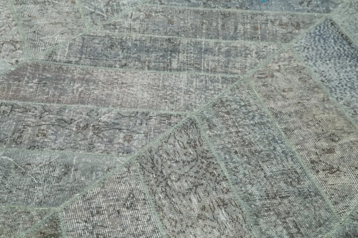 Patchwork Gri Pamuk Üzerine Yün El Dokuma Kilim-277x369 - Görsel 5