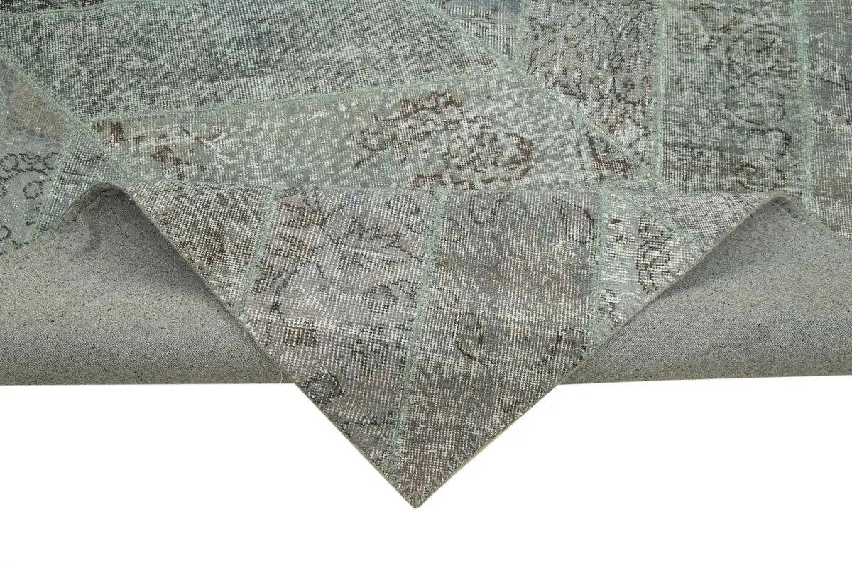 Patchwork Gri Pamuk Üzerine Yün El Dokuma Kilim-277x369 - Görsel 6