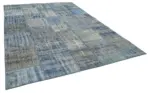 Patchwork Mavi Pamuk Üzerine Yün El Dokuma Kilim-245x348 - Görsel 2