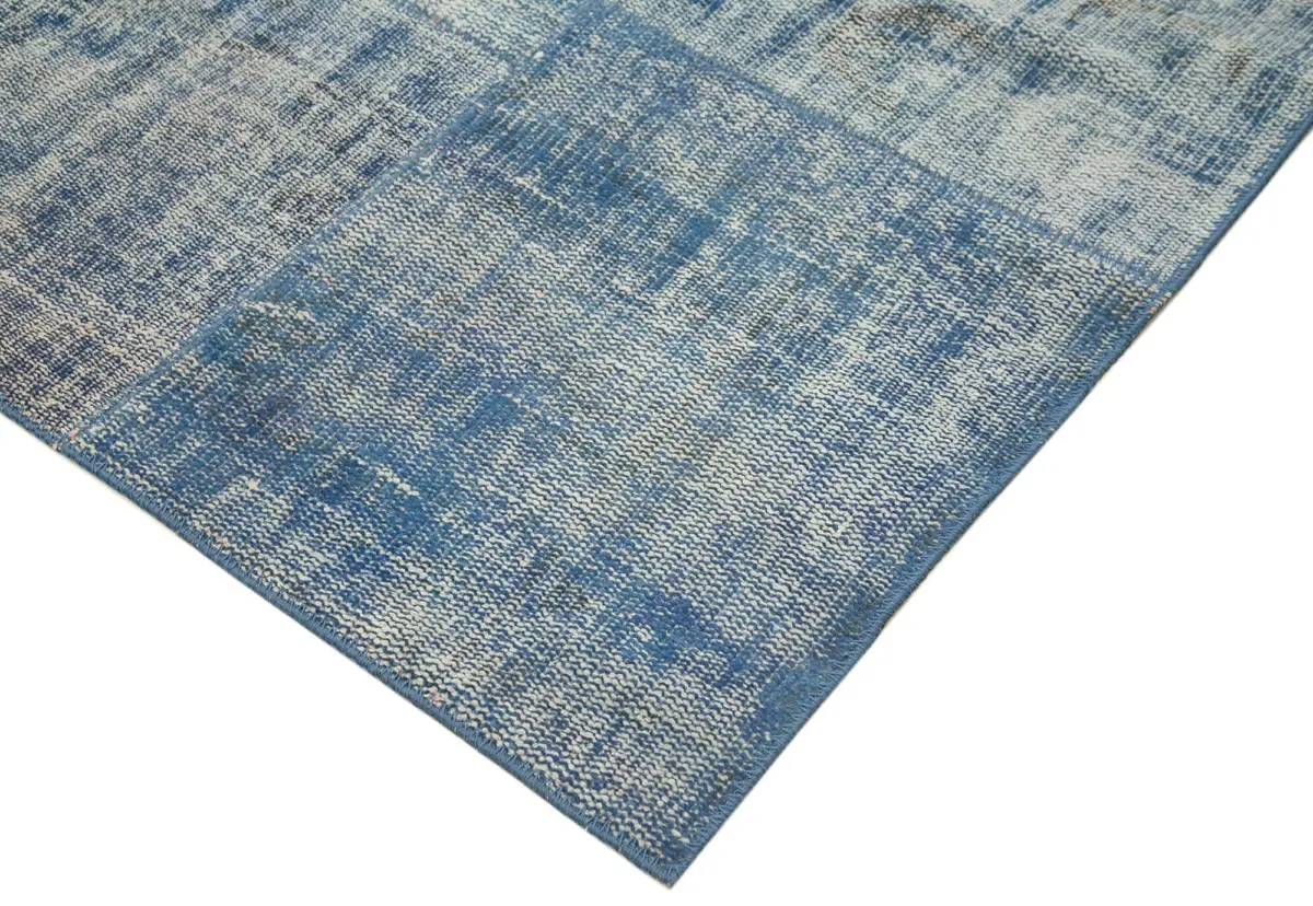 Patchwork Mavi Pamuk Üzerine Yün El Dokuma Kilim-245x348 - Görsel 4