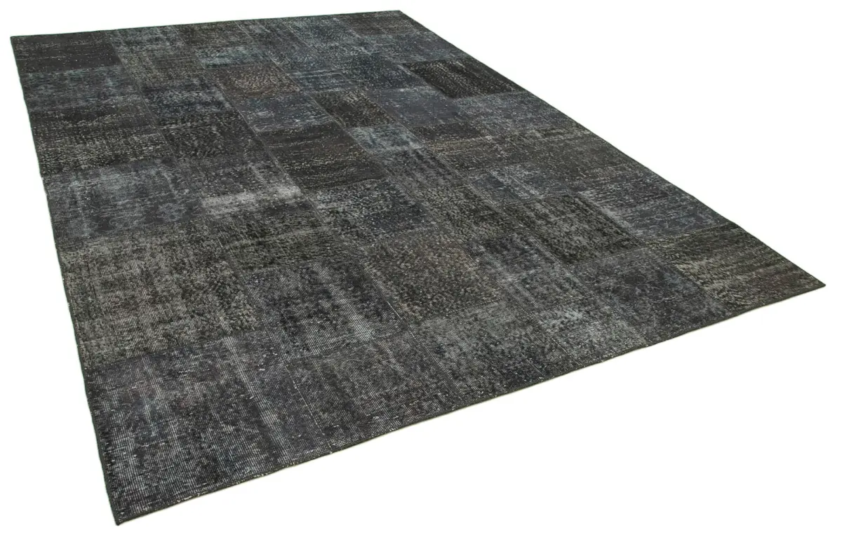 Patchwork Gri Pamuk Üzerine Yün El Dokuma Kilim-247x352 - Görsel 2