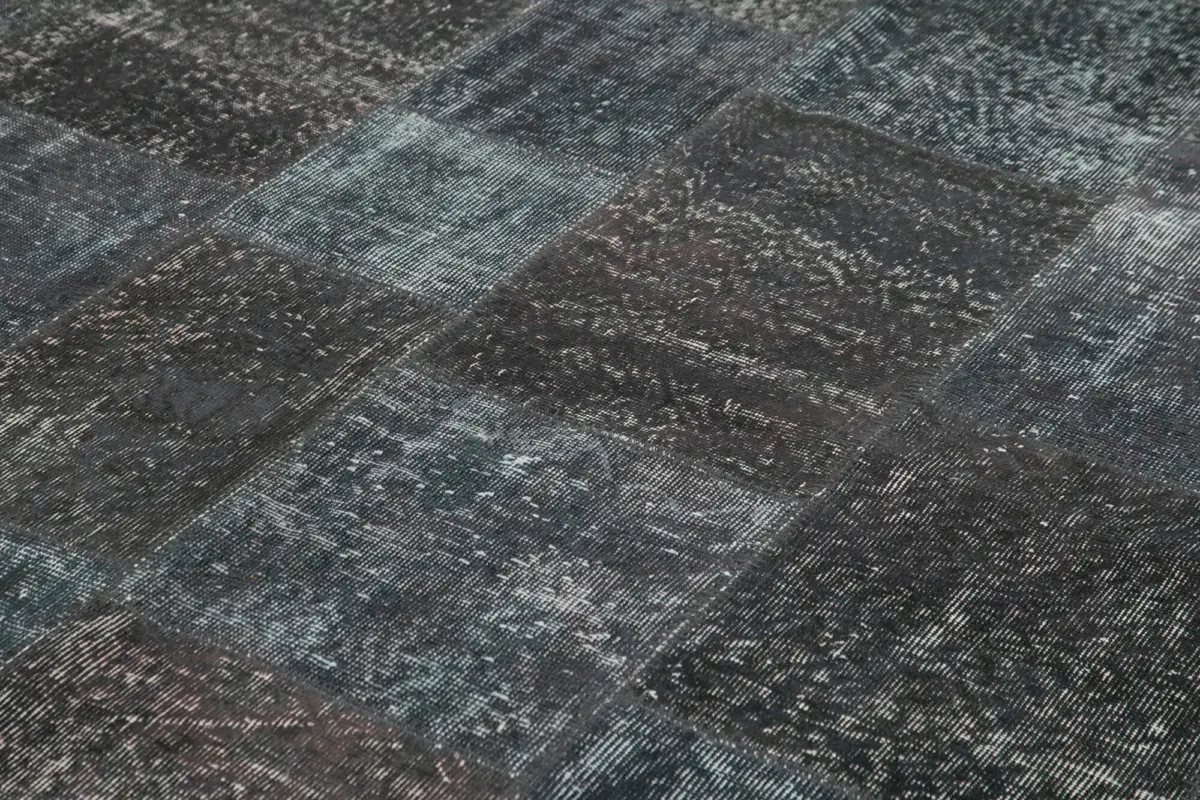 Patchwork Gri Pamuk Üzerine Yün El Dokuma Kilim-247x352 - Görsel 5