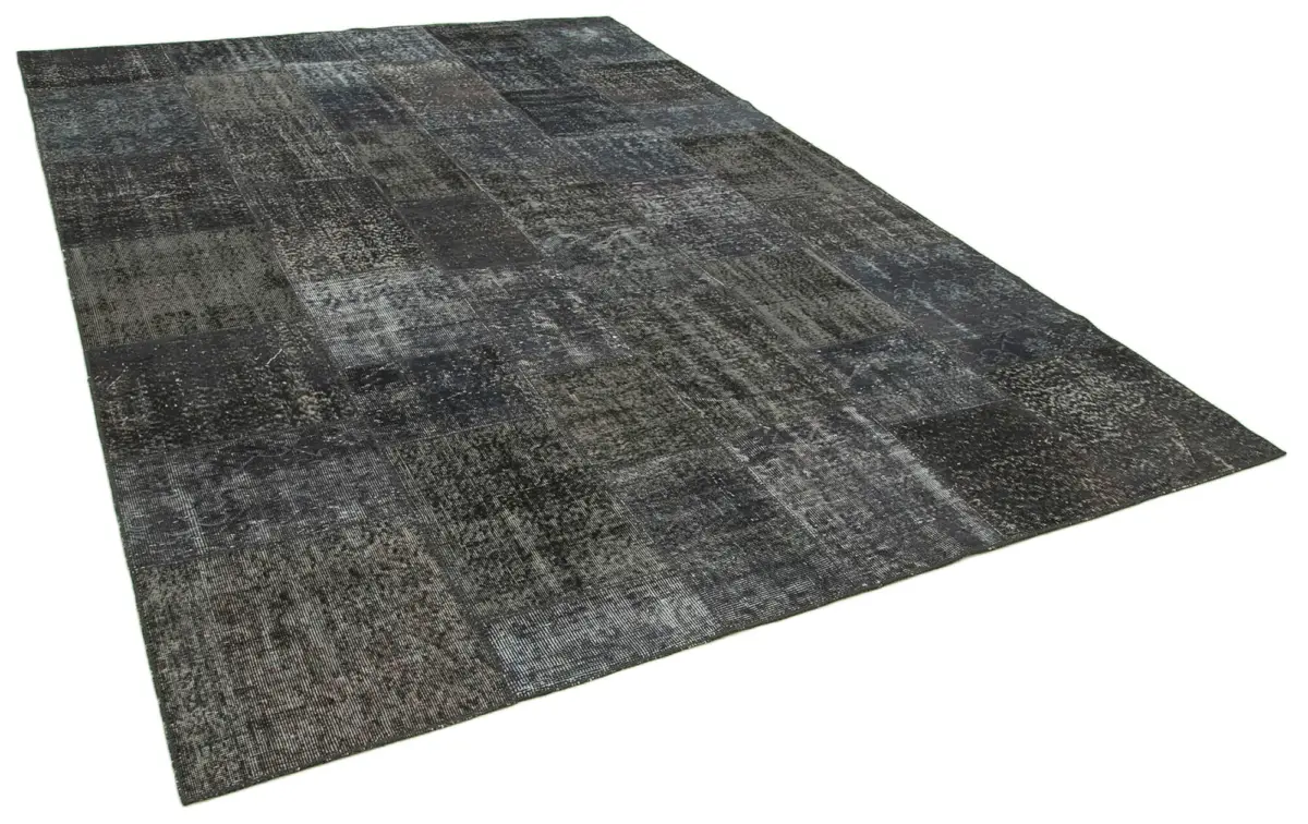 Patchwork Gri Pamuk Üzerine Yün El Dokuma Kilim-247x351 - Görsel 2