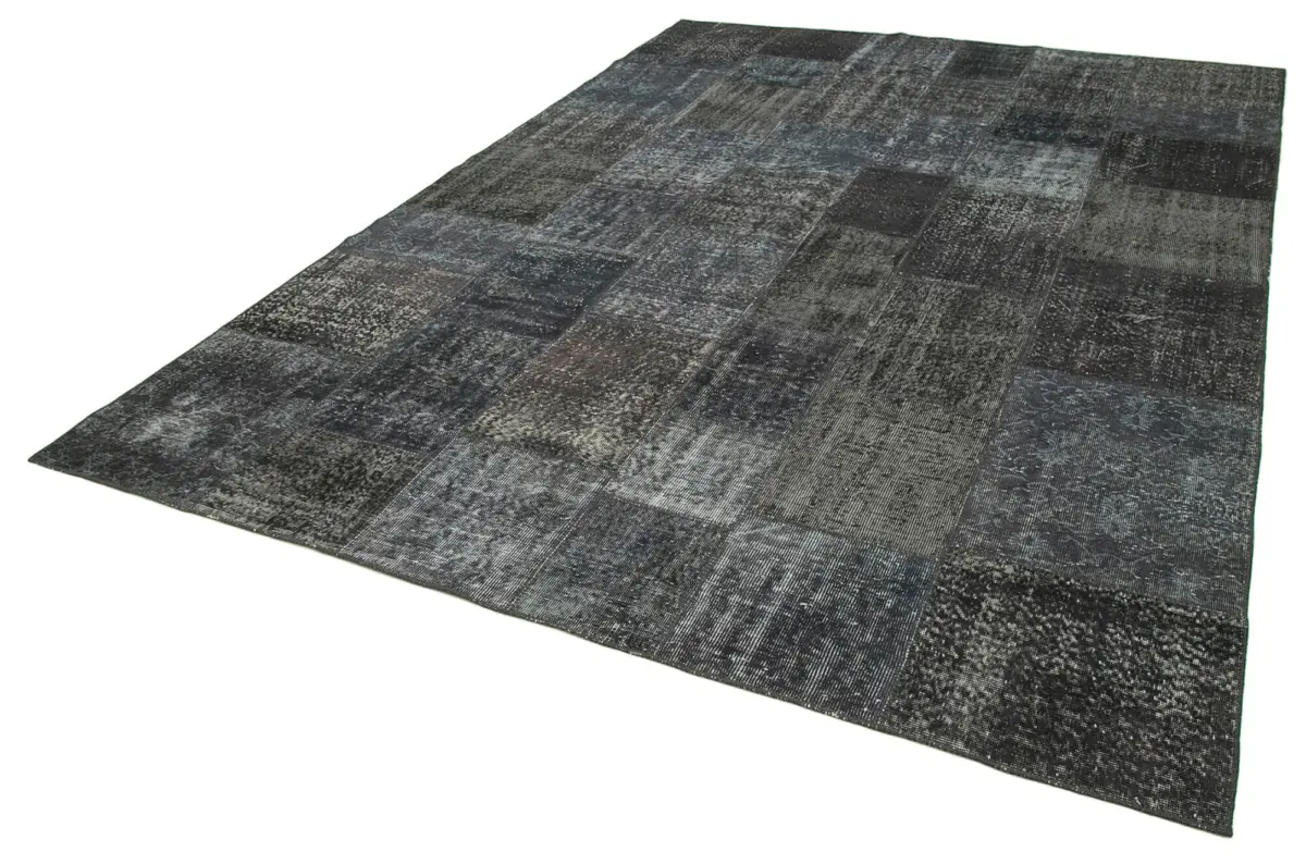 Patchwork Gri Pamuk Üzerine Yün El Dokuma Kilim-247x351 - Görsel 3