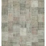Patchwork Gri Pamuk Üzerine Yün El Dokuma Kilim-248x352