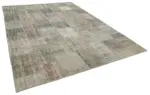 Patchwork Gri Pamuk Üzerine Yün El Dokuma Kilim-248x352 - Görsel 2