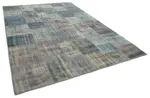 Patchwork Mavi Pamuk Üzerine Yün El Dokuma Kilim-245x353 - Görsel 2