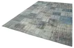 Patchwork Mavi Pamuk Üzerine Yün El Dokuma Kilim-245x353 - Görsel 3