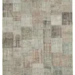 Patchwork Gri Pamuk Üzerine Yün El Dokuma Kilim-248x354
