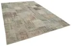 Patchwork Gri Pamuk Üzerine Yün El Dokuma Kilim-248x354 - Görsel 2