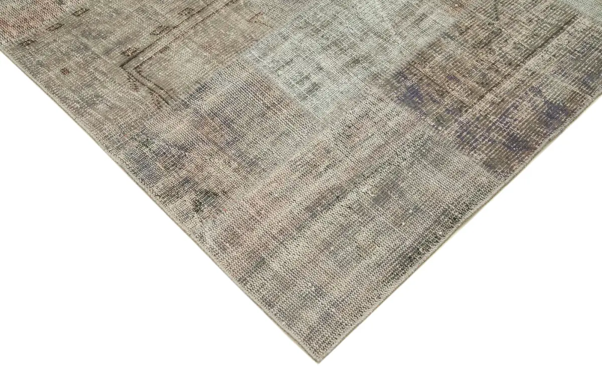Patchwork Gri Pamuk Üzerine Yün El Dokuma Kilim-248x354 - Görsel 4