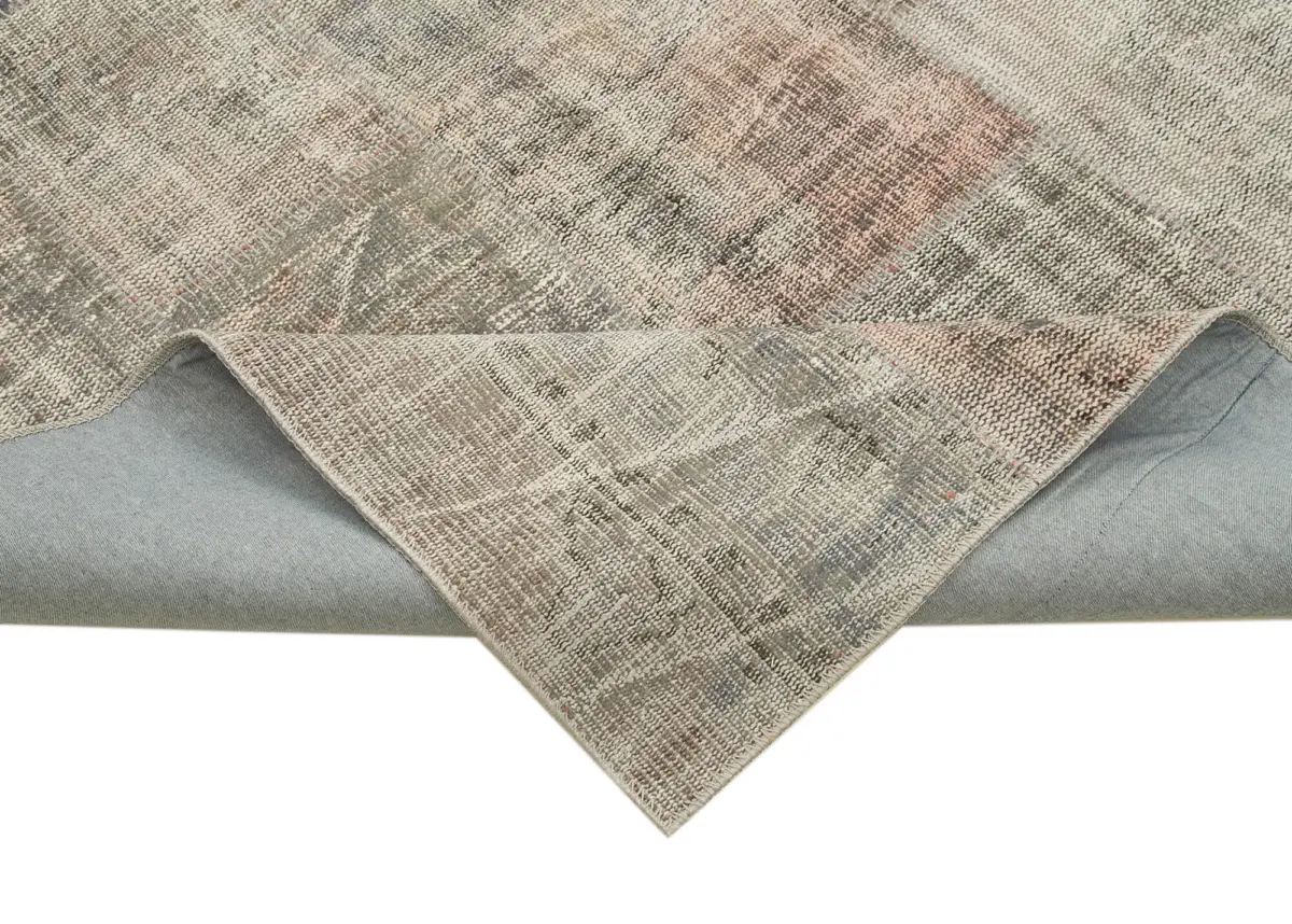 Patchwork Gri Pamuk Üzerine Yün El Dokuma Kilim-248x354 - Görsel 6