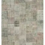 Patchwork Gri Pamuk Üzerine Yün El Dokuma Kilim-250x352