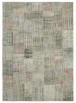 Patchwork Gri Pamuk Üzerine Yün El Dokuma Kilim-250x352