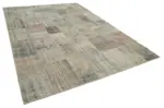 Patchwork Gri Pamuk Üzerine Yün El Dokuma Kilim-250x352 - Görsel 2