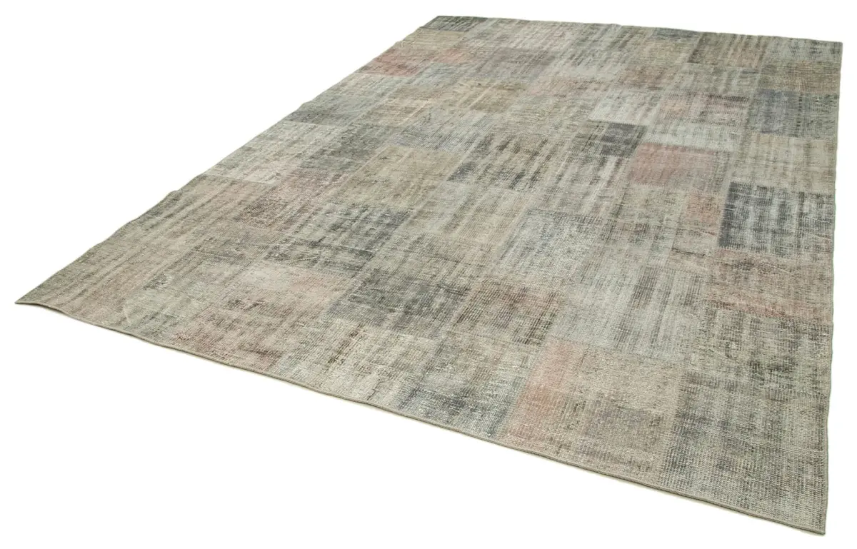 Patchwork Gri Pamuk Üzerine Yün El Dokuma Kilim-250x352 - Görsel 3
