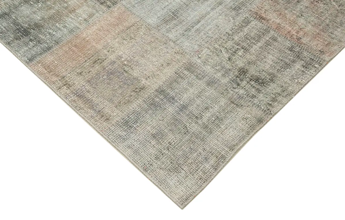 Patchwork Gri Pamuk Üzerine Yün El Dokuma Kilim-250x352 - Görsel 4