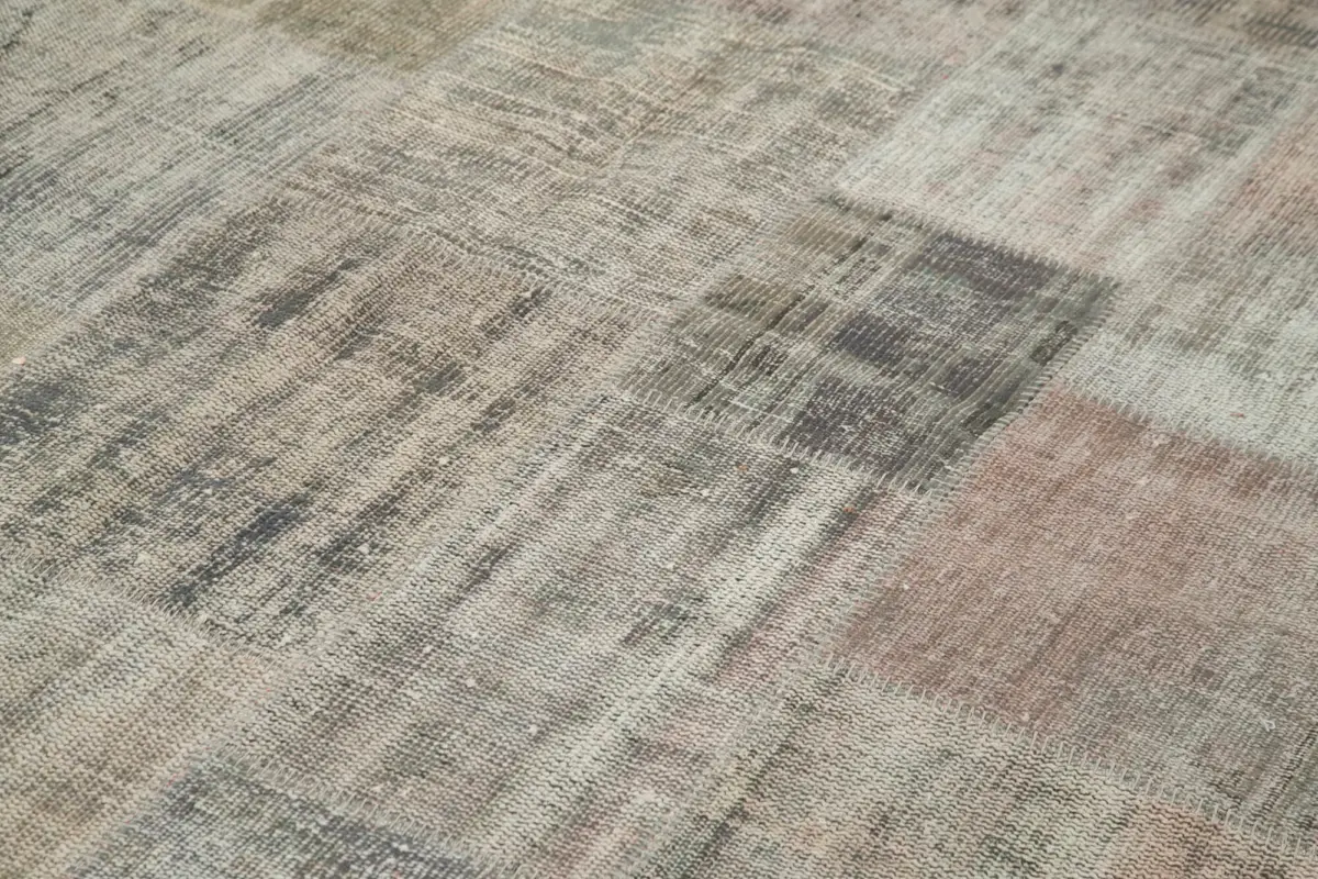 Patchwork Gri Pamuk Üzerine Yün El Dokuma Kilim-250x352 - Görsel 5