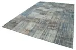 Patchwork Mavi Pamuk Üzerine Yün El Dokuma Kilim-247x356 - Görsel 3