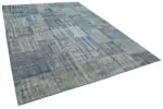 Patchwork Mavi Pamuk Üzerine Yün El Dokuma Kilim-248x348 - Görsel 2