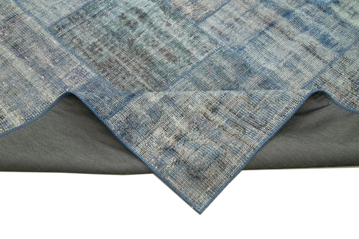 Patchwork Mavi Pamuk Üzerine Yün El Dokuma Kilim-248x348 - Görsel 6