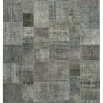 Patchwork Gri Pamuk Üzerine Yün El Dokuma Kilim-250x352