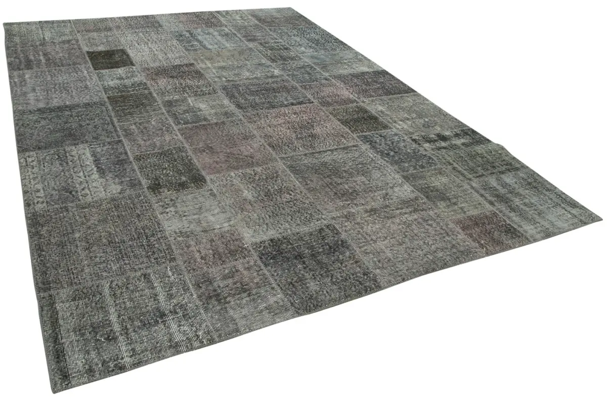 Patchwork Gri Pamuk Üzerine Yün El Dokuma Kilim-250x352 - Görsel 2