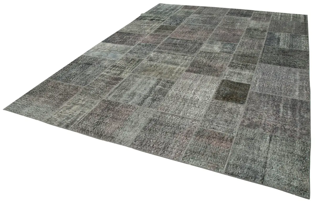 Patchwork Gri Pamuk Üzerine Yün El Dokuma Kilim-250x352 - Görsel 3