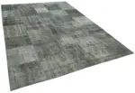 Patchwork Gri Pamuk Üzerine Yün El Dokuma Kilim-245x346 - Görsel 2