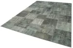 Patchwork Gri Pamuk Üzerine Yün El Dokuma Kilim-245x346 - Görsel 3
