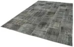 Patchwork Gri Pamuk Üzerine Yün El Dokuma Kilim-245x352 - Görsel 3